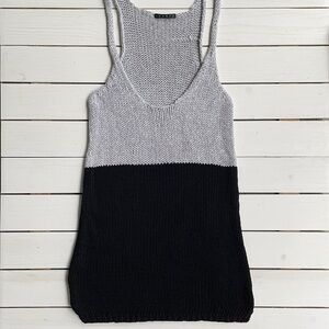 Theory Knit Sweater Tank Black Grey